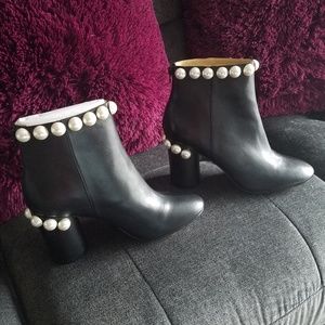 Never Worn Pearl Block-heel Booties